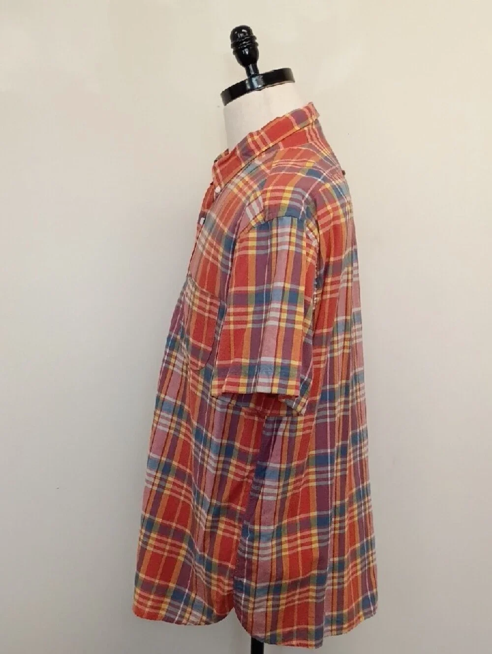 J.Crew Red Multicolor Plaid Short Sleeve Button Down Shirt Size Medium